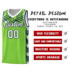 Neon Green Mosaic Stars Basketball Uniform Jersey 2