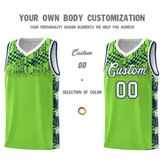 Neon Green Mosaic Stars Basketball Uniform Jersey 3