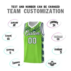 Neon Green Mosaic Stars Basketball Uniform Jersey 4