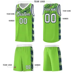 Neon Green Mosaic Stars Basketball Uniform Jersey 5