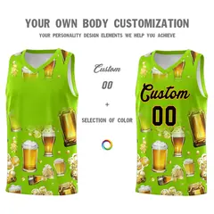Neon Green National Beer Day Beer Bubble Basketball Jersey 2