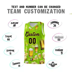 Neon Green National Beer Day Beer Bubble Basketball Jersey 4