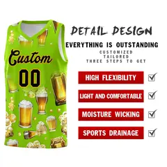 Neon Green National Beer Day Beer Bubble Basketball Jersey 5