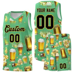 Neon Green National Beer Day Beer Bubble Basketball Jersey 1