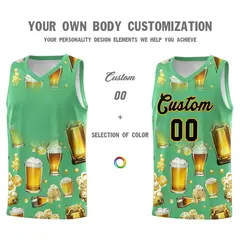 Neon Green National Beer Day Beer Bubble Basketball Jersey 2