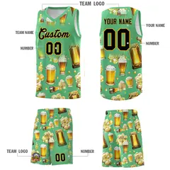 Neon Green National Beer Day Beer Bubble Basketball Jersey 3