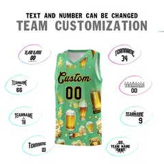 Neon Green National Beer Day Beer Bubble Basketball Jersey 4