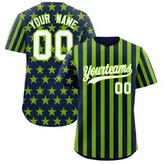 Neon Green Navy American Flag Graffiti Baseball Jersey 1