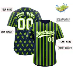 Neon Green Navy American Flag Graffiti Baseball Jersey 2