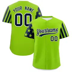 Neon Green Navy American Flag Raglan Baseball Jersey 1