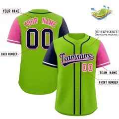 Neon Green Navy and Pink Raglan Sleeves Baseball Jersey 2