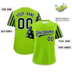 Neon Green Navy Black American Flag Raglan Baseball Jersey 2