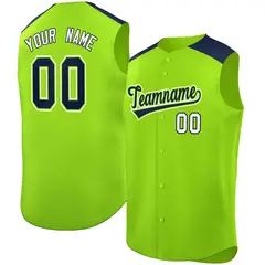 Neon Green Navy Classic Authentic Sleeveless Baseball Jersey 1
