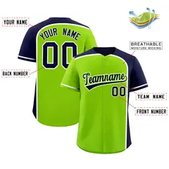 Neon Green Navy Color Block Authentic Baseball Jersey 2