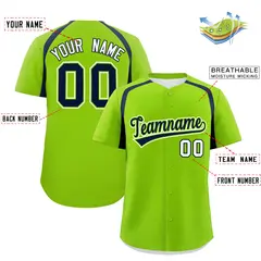 Neon Green Navy Color Block Authentic Baseball Jersey 2