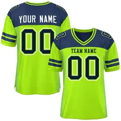 Neon Green Navy Color Block Authentic Football Jersey 1