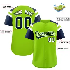 Neon Green Navy Contrast Raglan Baseball Jersey 2