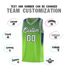 Neon Green Navy Dot Pattern Side Gradient Reversible Basketball Jersey Kits 4