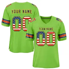 Neon Green Navy-Gold Classic Style Authentic Football Jersey 1