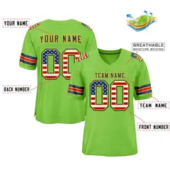 Neon Green Navy-Gold Classic Style Authentic Football Jersey 2