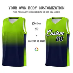 Neon Green Navy Gradient Basketball Jersey Sports Uniform 3