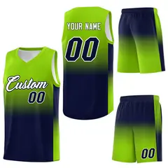Neon Green Navy Gradient Basketball Jersey Sports Uniform 7