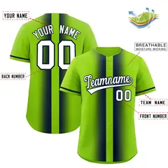 Neon Green Navy Gradient Lapel Fashion Baseball Jersey 2