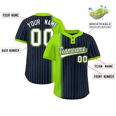 Neon Green Navy Gradient Stripe Two-Button Softball Jersey 2