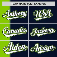 Neon Green Navy Gradient Stripe Two-Button Softball Jersey 3