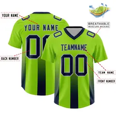 Neon Green Navy Gradient Vertical Stripe Football Jersey 2
