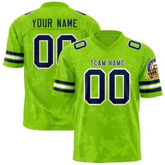Neon Green Navy Graffiti Line Authentic Football Jersey