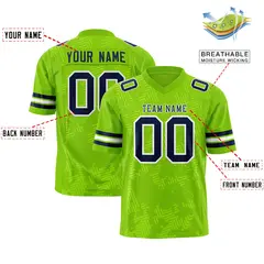 Neon Green Navy Graffiti Line Authentic Football Jersey 2