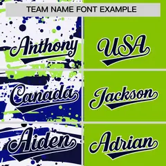 Neon Green Navy Graffiti Varsity Full-Snap Letterman Baseball Jacket 3