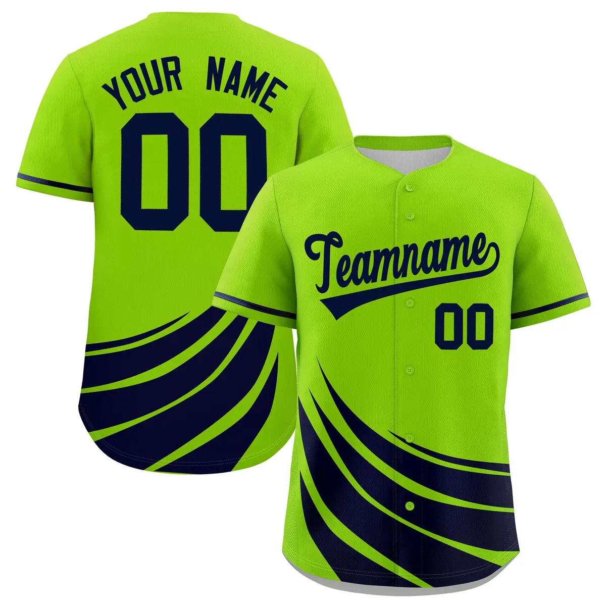 Neon Green Navy Graffiti Wind Mark Baseball Jersey