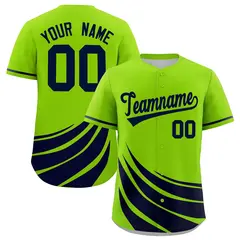 Neon Green Navy Graffiti Wind Mark Baseball Jersey 1