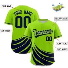 Neon Green Navy Graffiti Wind Mark Baseball Jersey 2