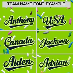 Neon Green Navy Ice Cream Pattern V-Neck Hockey Jersey 3