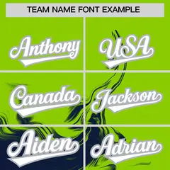 Neon Green Navy Ink Pattern Authentic Baseball Jersey 3