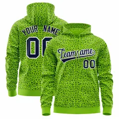 Neon Green Navy Leopard Print Varsity Letterman Jacket Hoodie 1