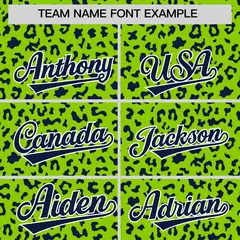 Neon Green Navy Leopard Print Varsity Letterman Jacket Hoodie 5