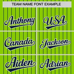 Neon Green Navy Pinstripe Two-Tone Authentic Baseball Jersey 3