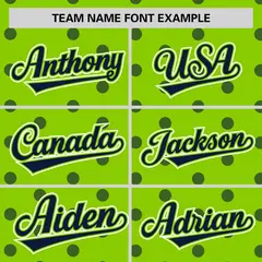 Neon Green Navy Polka Dot Graffiti Authentic Baseball Jersey 3