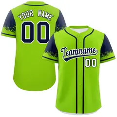 Neon Green Navy Raglan Sleeve Authentic Baseball Jersey
