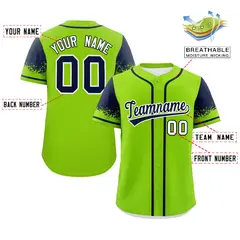 Neon Green Navy Raglan Sleeve Authentic Baseball Jersey 2