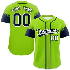 Neon Green Navy Raglan Sleeve Authentic Baseball Jersey