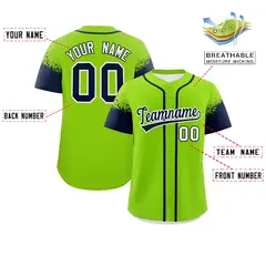 Neon Green Navy Raglan Sleeve Authentic Baseball Jersey 2
