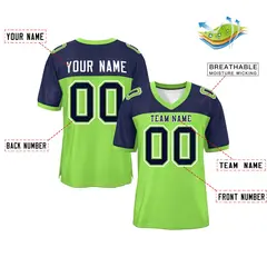 Neon Green-Navy Raglan Sleeve Authentic Football Jersey 2