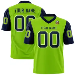 Neon Green Navy Raglan Sleeves Authentic Football Jersey 1