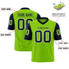 Neon Green Navy Raglan Sleeves Authentic Football Jersey 2