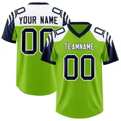 Neon Green Navy Raglan Sleeves Football Jersey